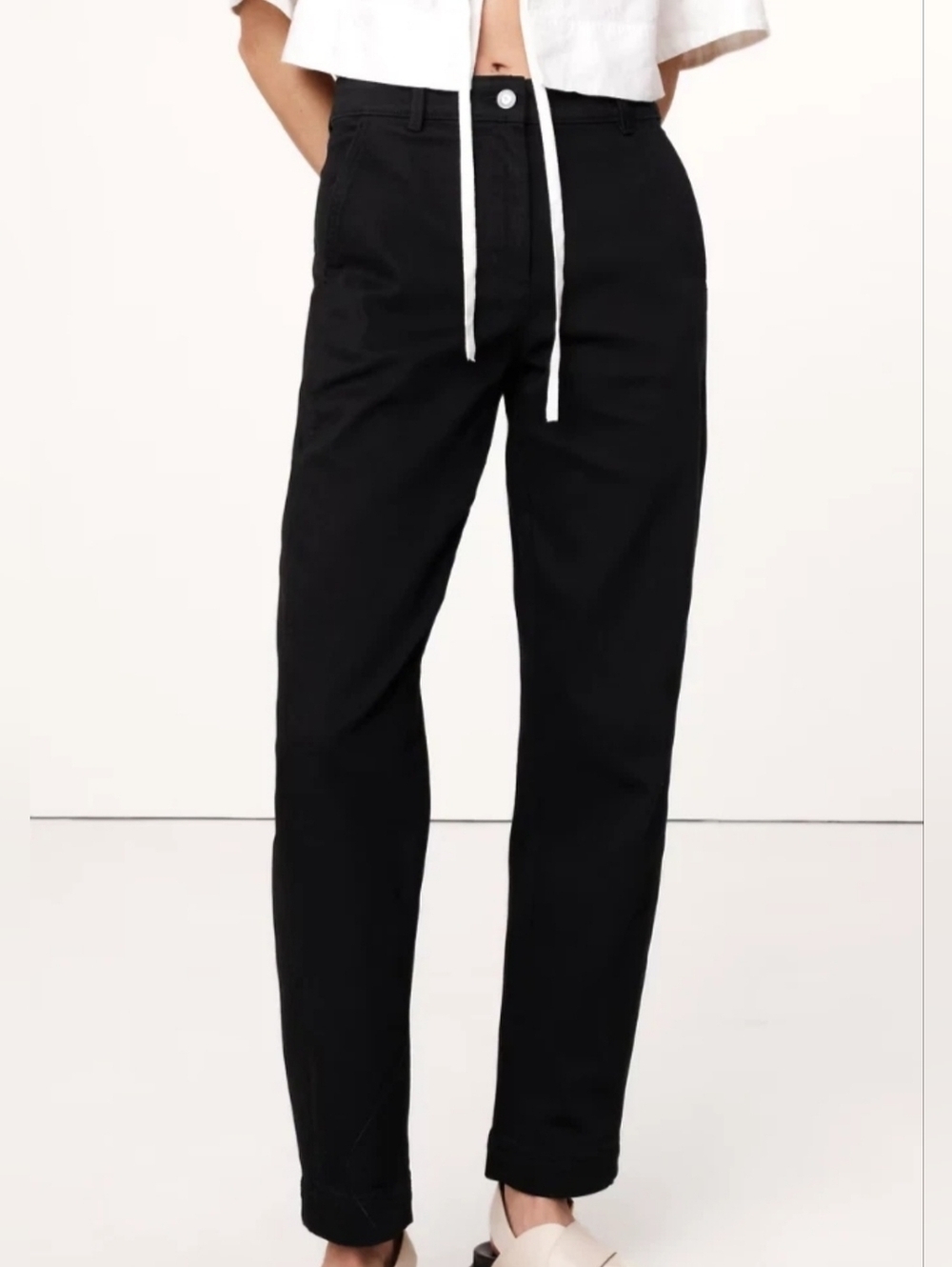 Banana Republic Relaxed Barrel Leg Weekender Ankle Pants Black Size 6 NWT RT$120